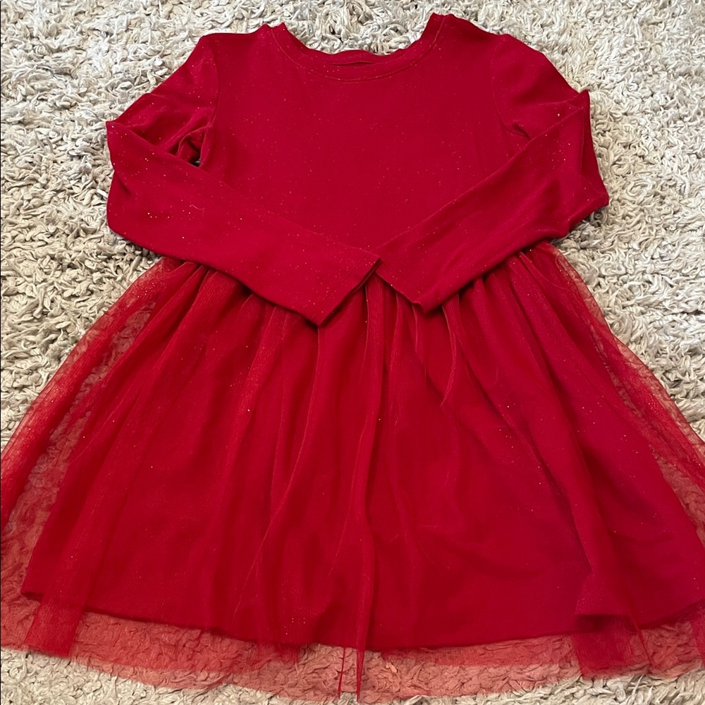 Cat & Jack Red Sparkle Dress, Size M (7/8)